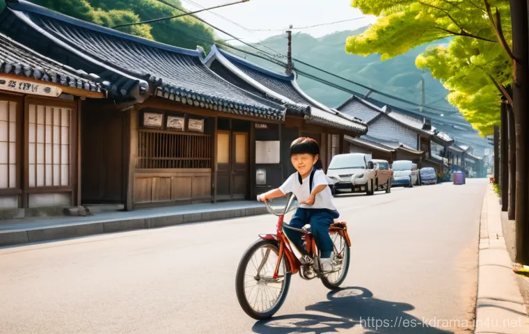 드라마  기묘한 이야기  한국 버전 제작 가능성 - **Prompt 1: "A group of four Korean children, around 10-12 years old, diverse in appearance, are rid...