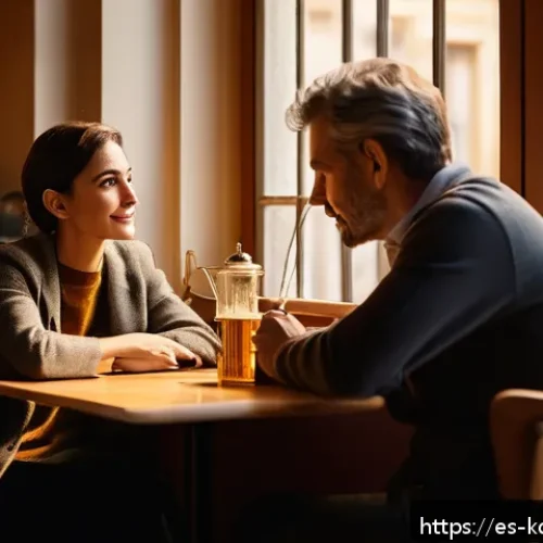 Home 15 드라마 눈이 부시게 시간의 역설과 감정적 여운 - A warm, intimate scene of two adults having a sincere, slow-paced conversation in a cozy Spanish caf...